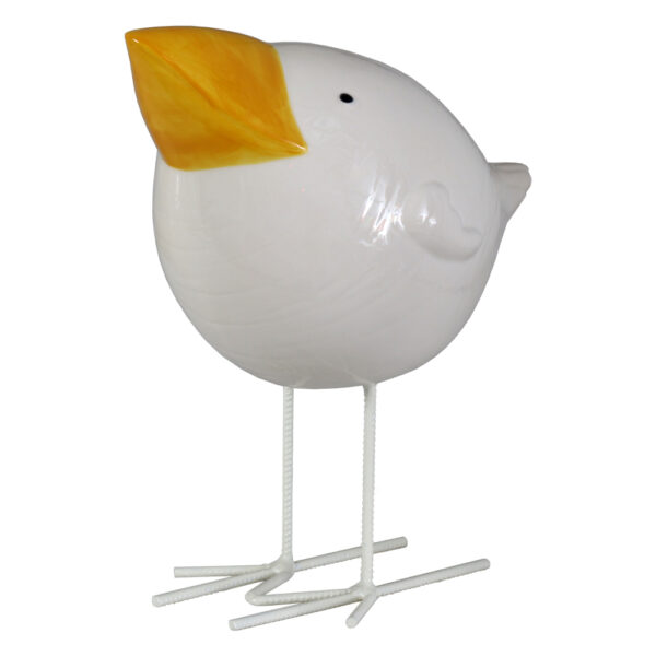 Pájaro cerámica amarillo y blanco