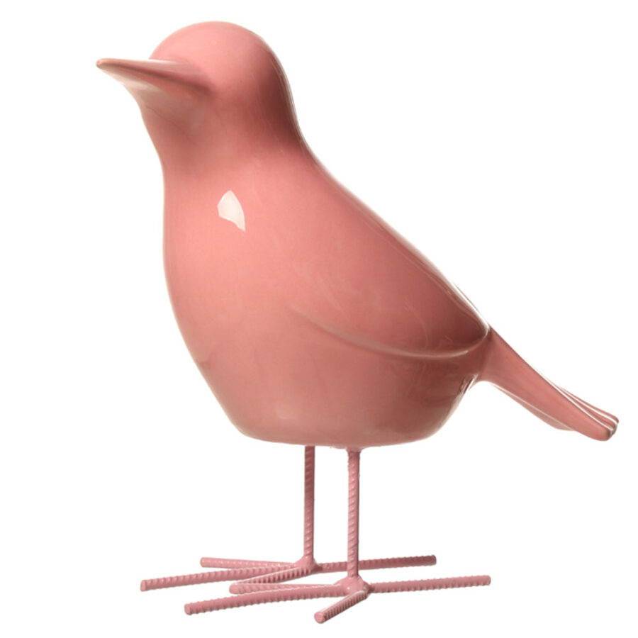 Pájaro cerámica rosa