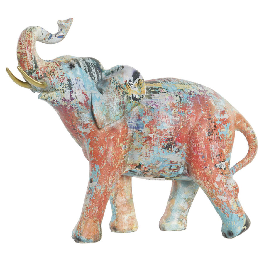 Elefante de resina multicolor