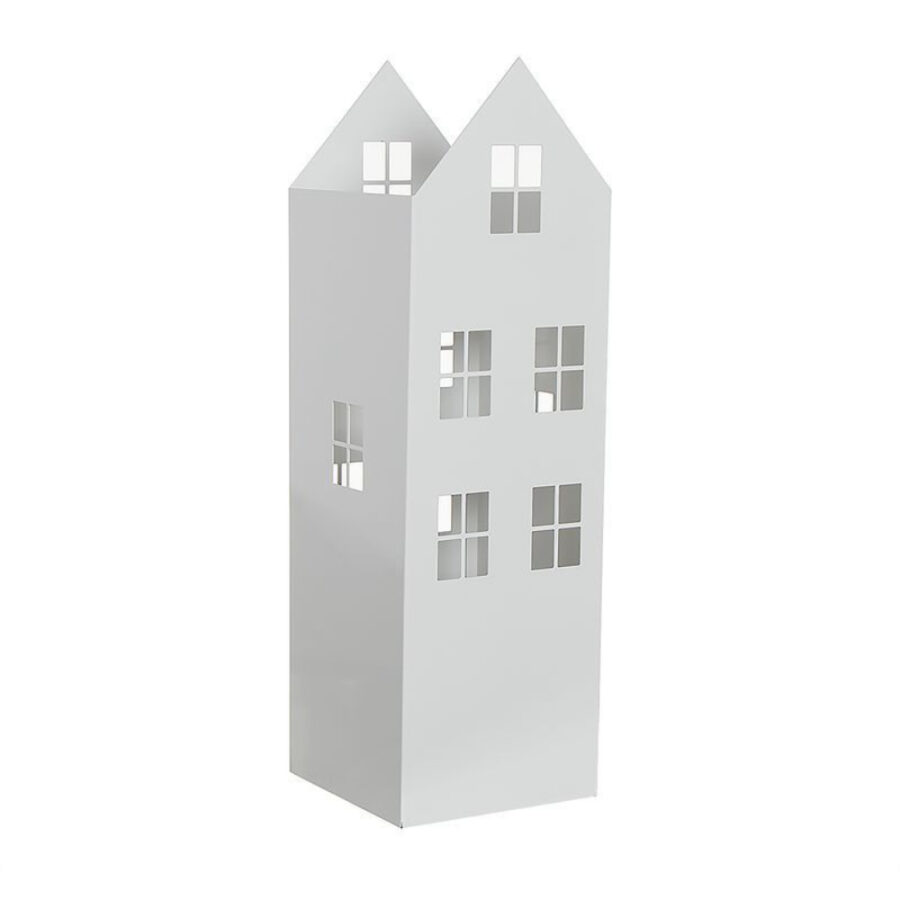 Paragüero metal forma de casa blanco