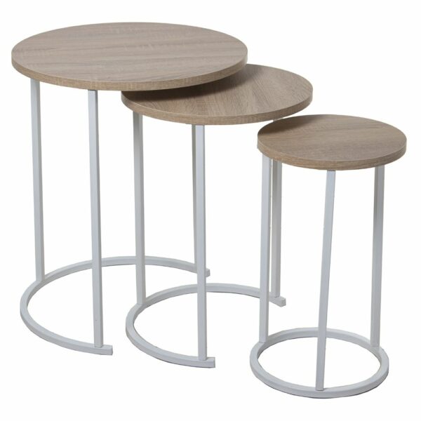Set 3 mesas madera y metal