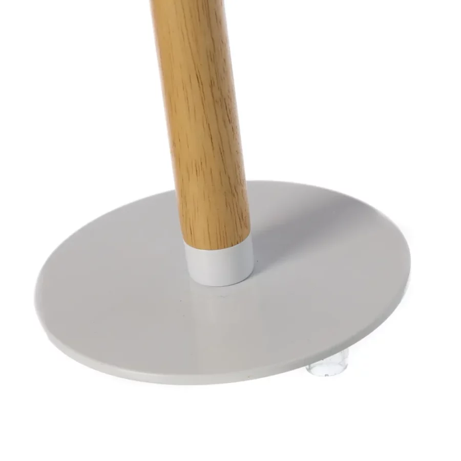 Lámpara sobremesa madera y metal blanca