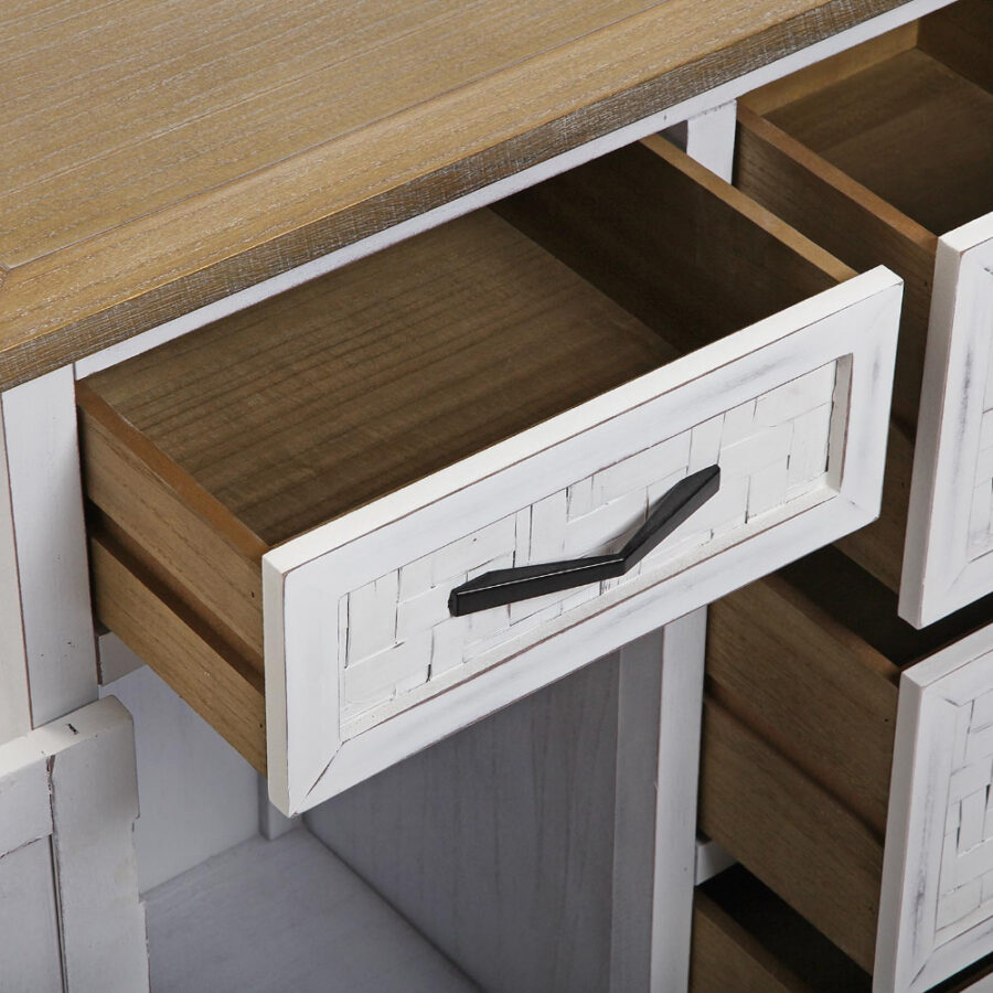 Armario madera blanco 4 cajones + 1 puerta