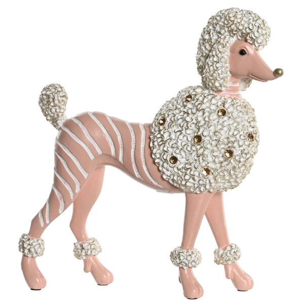 Figura de perro resina rosa