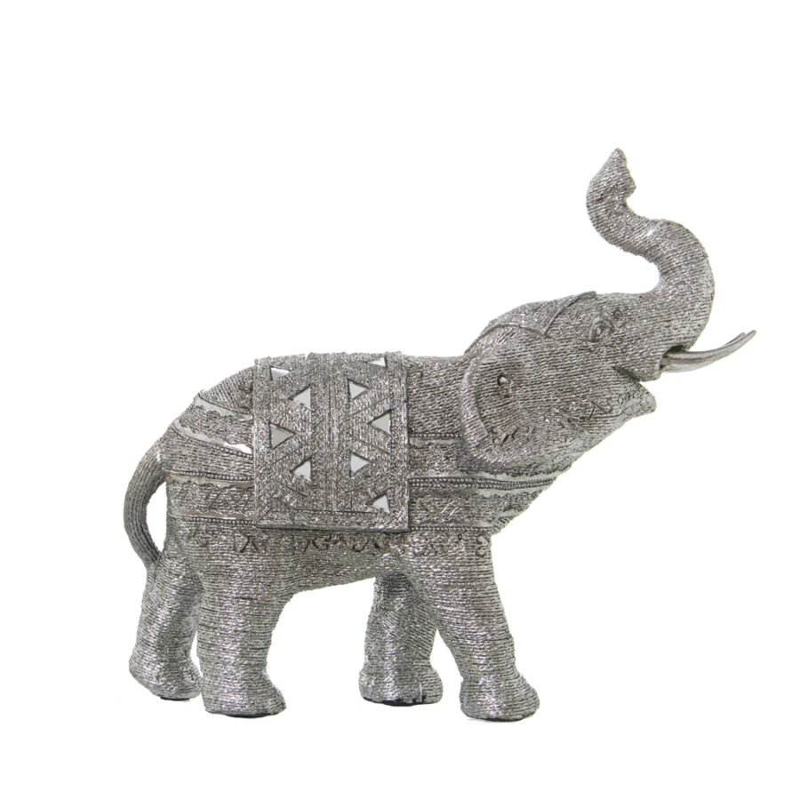 Figura elefante plateado granulado