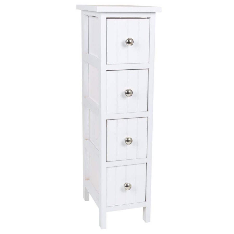 Sinfonier de madera blanco con 4 cajones