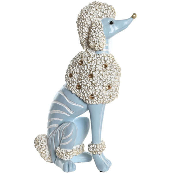 Figura de perro caniche en resina azul
