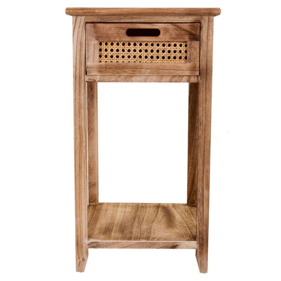 Mesita de madera con rejilla