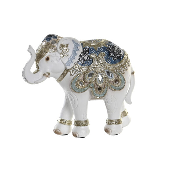 Elefante blanco y azul resina