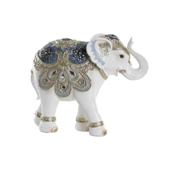 Elefante blanco y azul resina