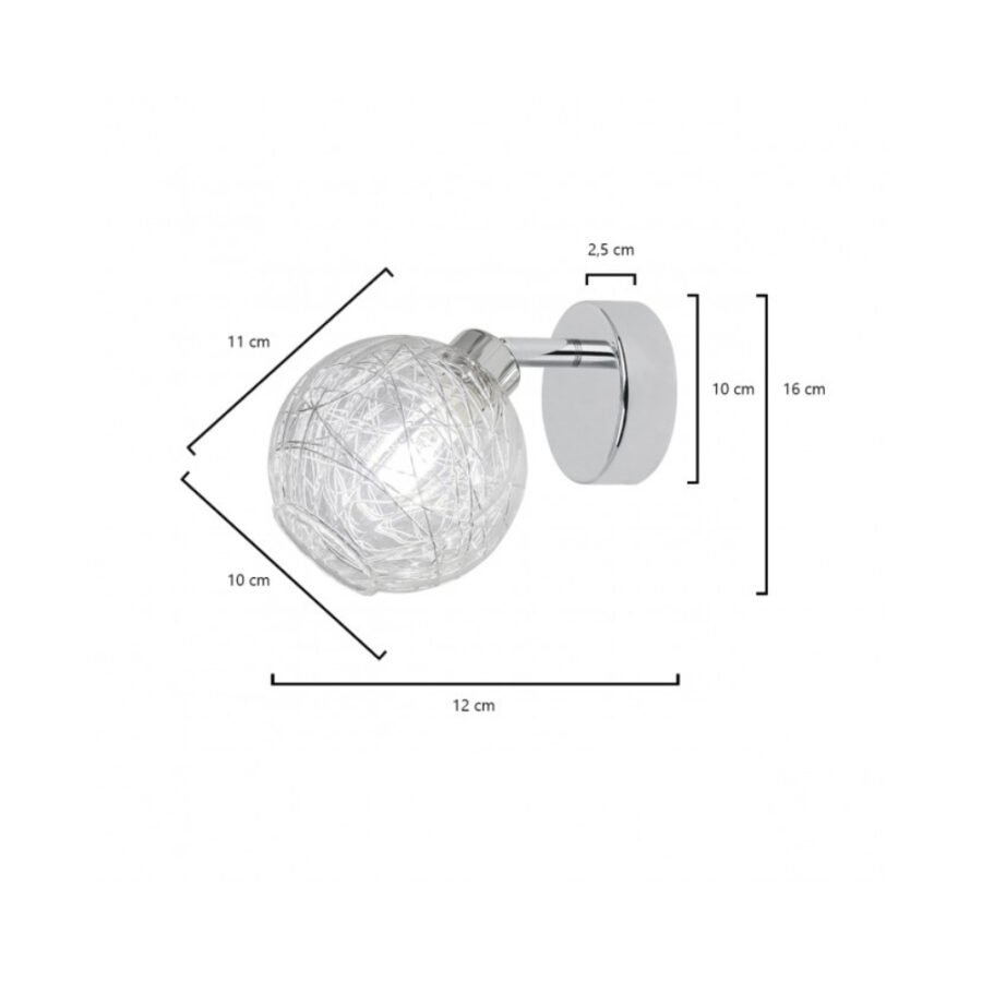 Aplique metal y cristal cromo 1 luz - Imagen 3