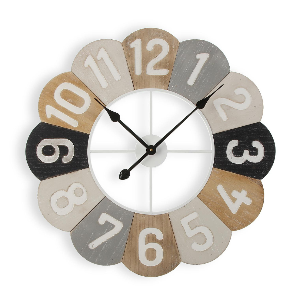 Reloj pared madera blanco engranajes 60 cm - Iluminación Decoración Aranjuez