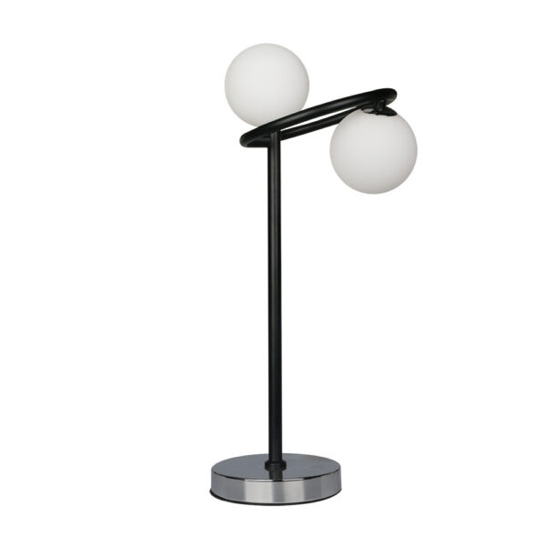 Lámpara de mesa negro y cromo con 2 bolas