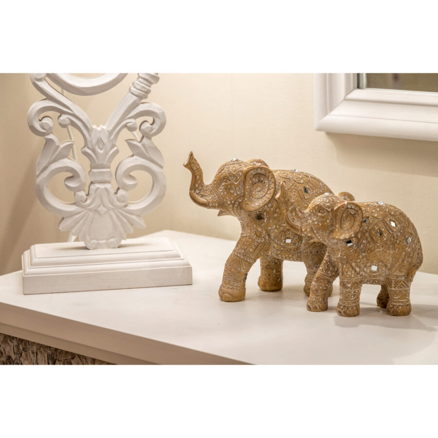 figura elefante resina color natural