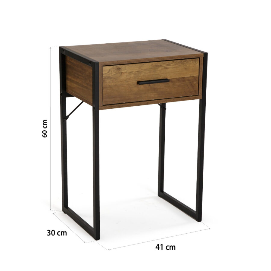 mesa auxiliar madera t metal