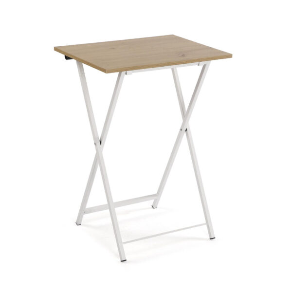 Mesa plegable madera y metal blanca