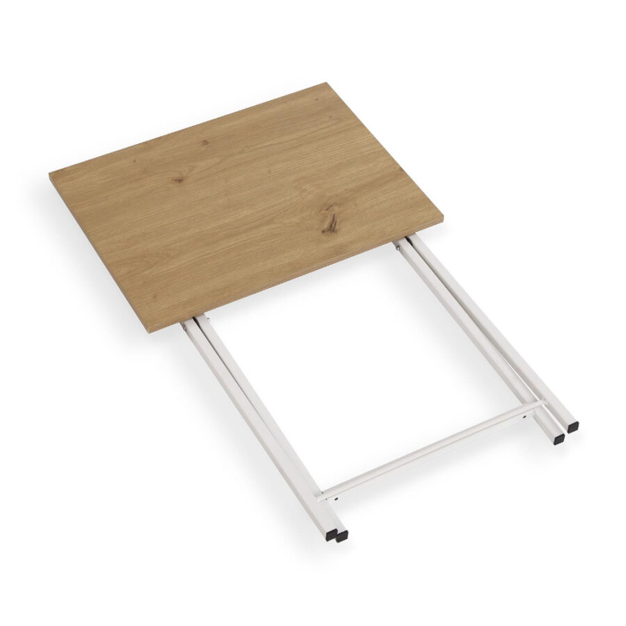 Mesa plegable madera y metal blanca