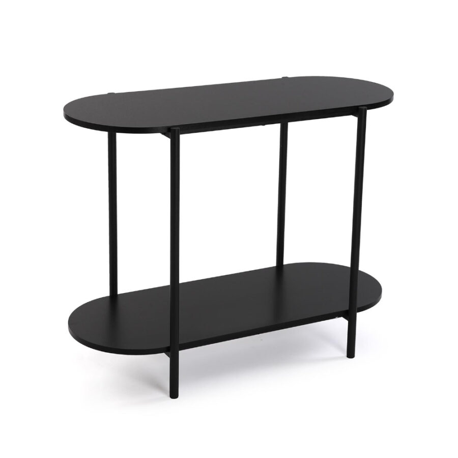 Consola metal negro balda inferior - Imagen 2