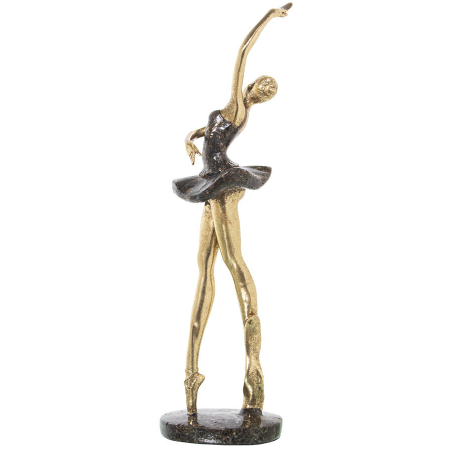 Figura bailarina resina dorada - Imagen 3