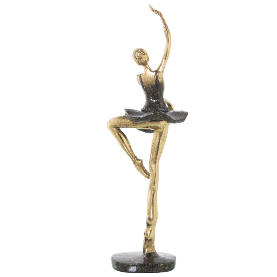 Figura bailarina resina dorada - Imagen 3