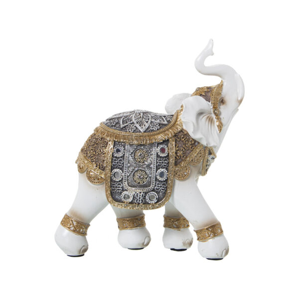 Figura elefante blanco y dorado