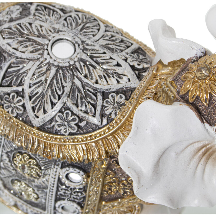 Figura elefante blanco y dorado