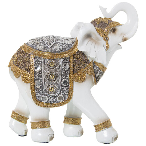 Figura elefante blanco y dorado