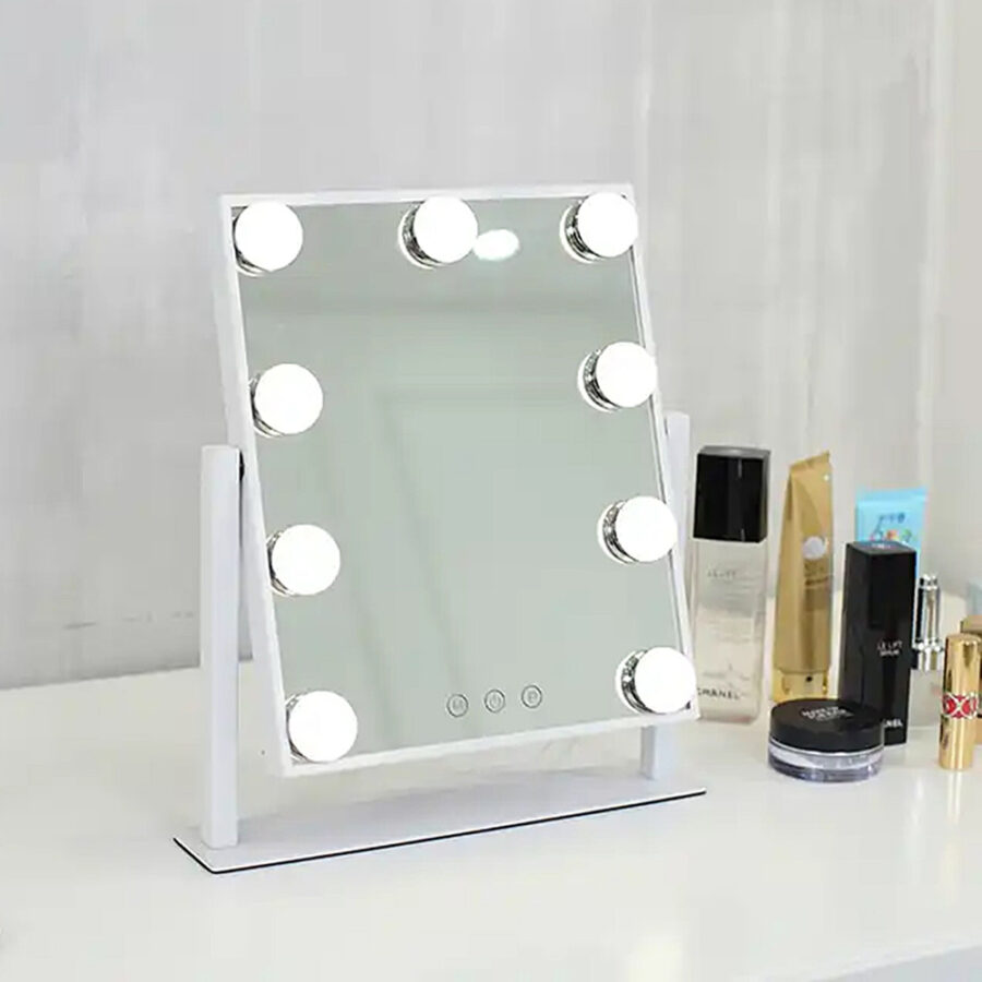 Espejo tocador rectangular 9 luces led con soporte - Imagen 2